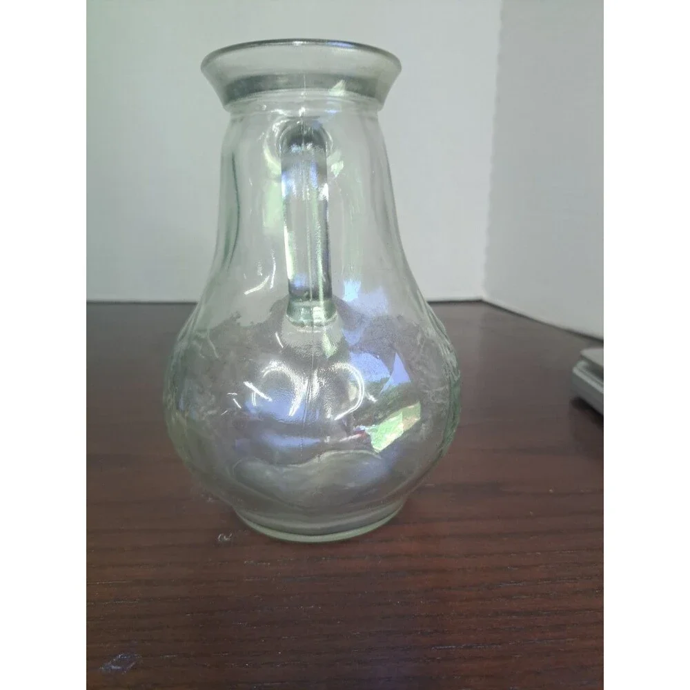Vintage Clear Glass With Emvossed Clipper Ship Pitcher